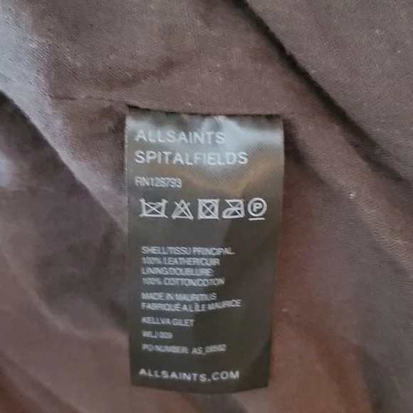 Sz 12 All Saints gathered leather vest